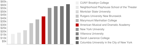 American Musical and Dramatic Academy Tuition Comparison Chart