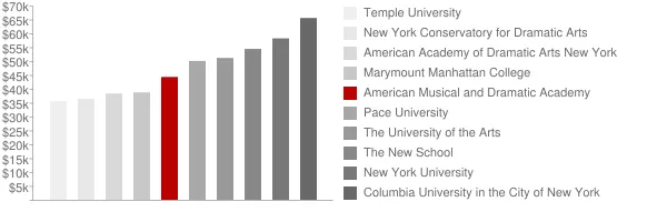 American Musical and Dramatic Academy Tuition Comparison Chart