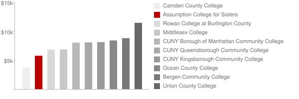 Assumption College for Sisters Tuition Comparison Chart