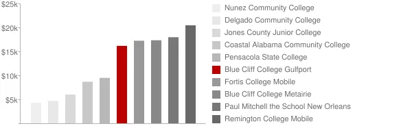 Blue Cliff College Gulfport Tuition Comparison Chart