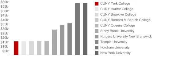 CUNY York College Tuition Comparison Chart