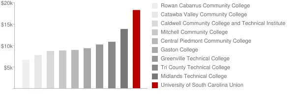 University of South Carolina Union Tuition Comparison Chart