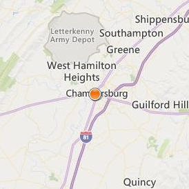 Chambersburg Beauty School Location Map - City View