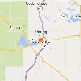 Houghton Lake Institute of Cosmetology Location Map - City View