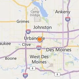 Iowa School of Beauty Des Moines Location Map - City View