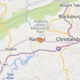 Radford University Location Map - City View